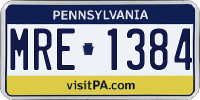 PA license plate MRE1384
