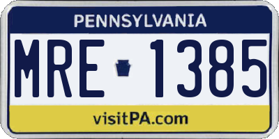 PA license plate MRE1385