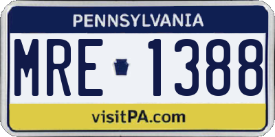 PA license plate MRE1388