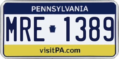 PA license plate MRE1389