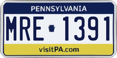 PA license plate MRE1391