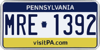 PA license plate MRE1392