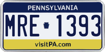 PA license plate MRE1393