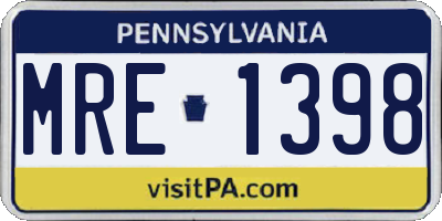PA license plate MRE1398