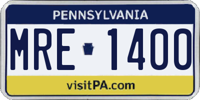 PA license plate MRE1400