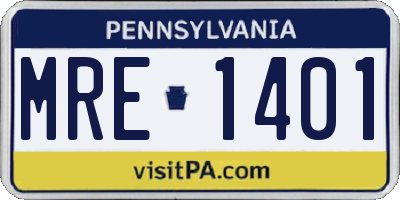 PA license plate MRE1401