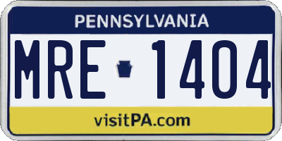 PA license plate MRE1404