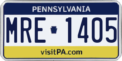 PA license plate MRE1405