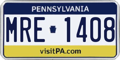 PA license plate MRE1408
