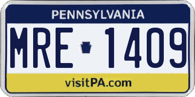 PA license plate MRE1409