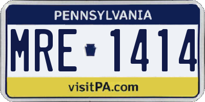 PA license plate MRE1414