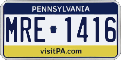 PA license plate MRE1416