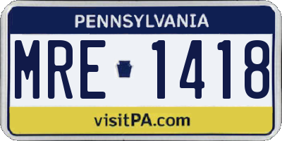 PA license plate MRE1418