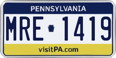 PA license plate MRE1419