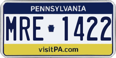 PA license plate MRE1422