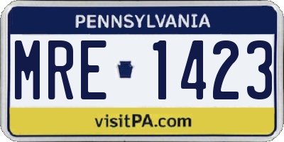 PA license plate MRE1423