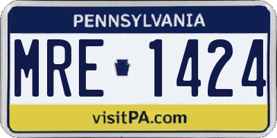 PA license plate MRE1424
