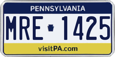 PA license plate MRE1425