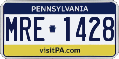 PA license plate MRE1428