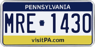 PA license plate MRE1430