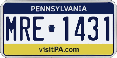 PA license plate MRE1431