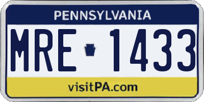 PA license plate MRE1433