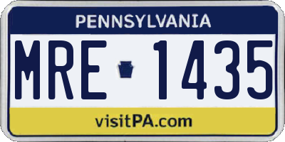 PA license plate MRE1435