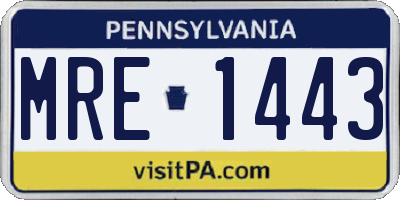 PA license plate MRE1443