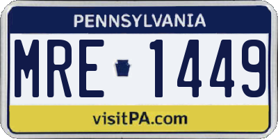 PA license plate MRE1449
