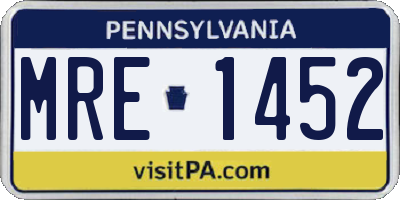 PA license plate MRE1452