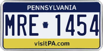 PA license plate MRE1454