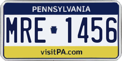 PA license plate MRE1456