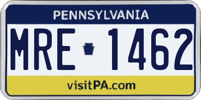 PA license plate MRE1462