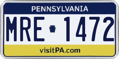 PA license plate MRE1472