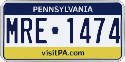 PA license plate MRE1474