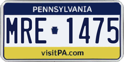 PA license plate MRE1475