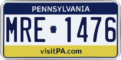 PA license plate MRE1476