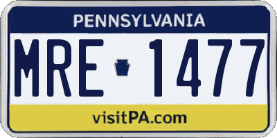 PA license plate MRE1477