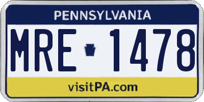 PA license plate MRE1478