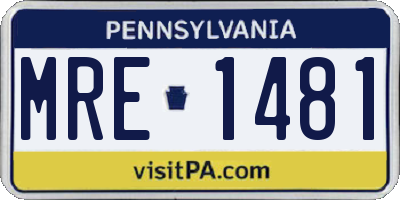 PA license plate MRE1481