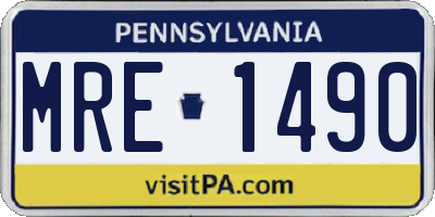 PA license plate MRE1490