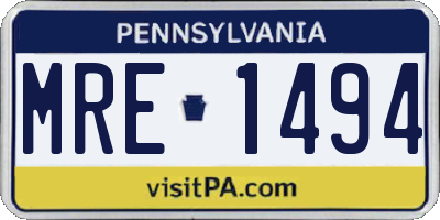 PA license plate MRE1494