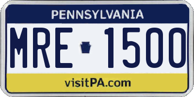 PA license plate MRE1500