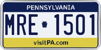 PA license plate MRE1501