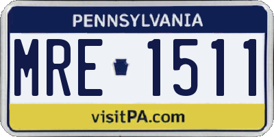 PA license plate MRE1511