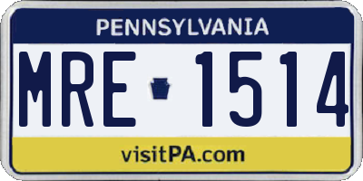PA license plate MRE1514