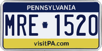 PA license plate MRE1520