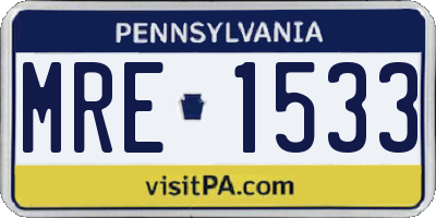 PA license plate MRE1533