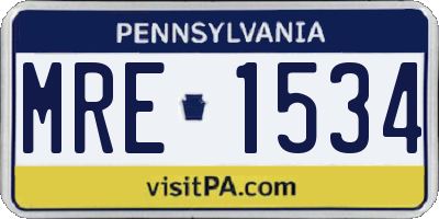 PA license plate MRE1534