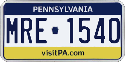 PA license plate MRE1540